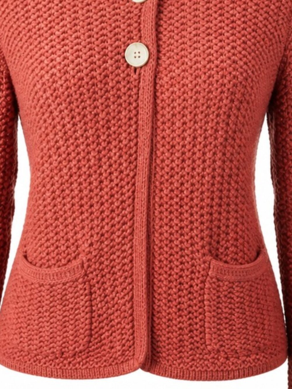 Talbots Salmon 100% Mercerized Pocket Cardigan Sweater - Picture 4 of 11